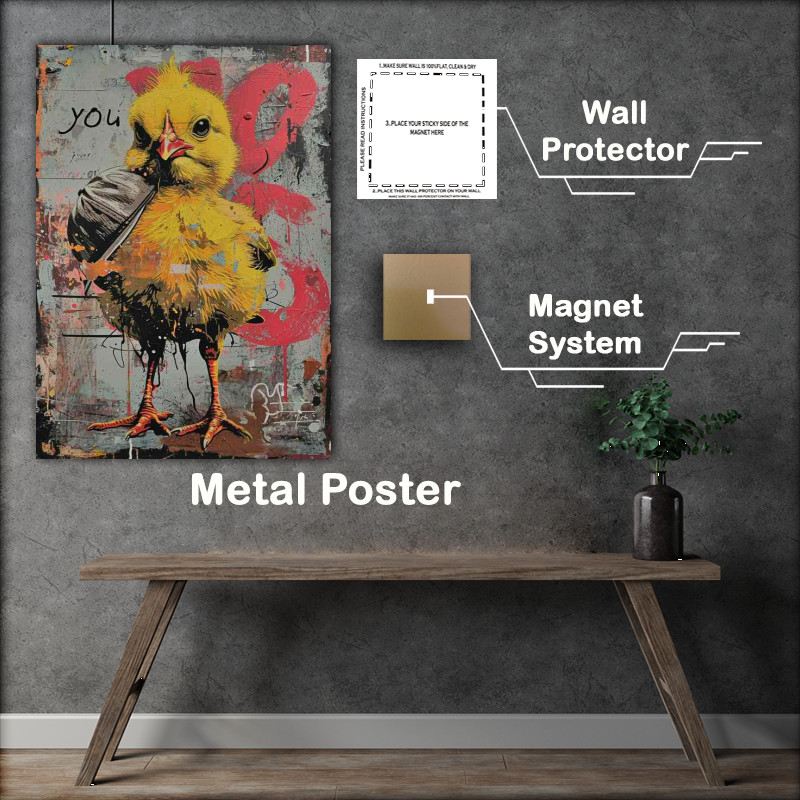 Buy Metal Poster : (Yellow chick on the street)