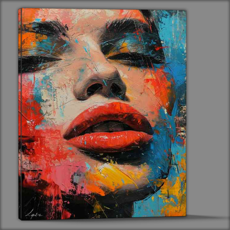 Buy Canvas : (ladys street art face with splashes of paint)