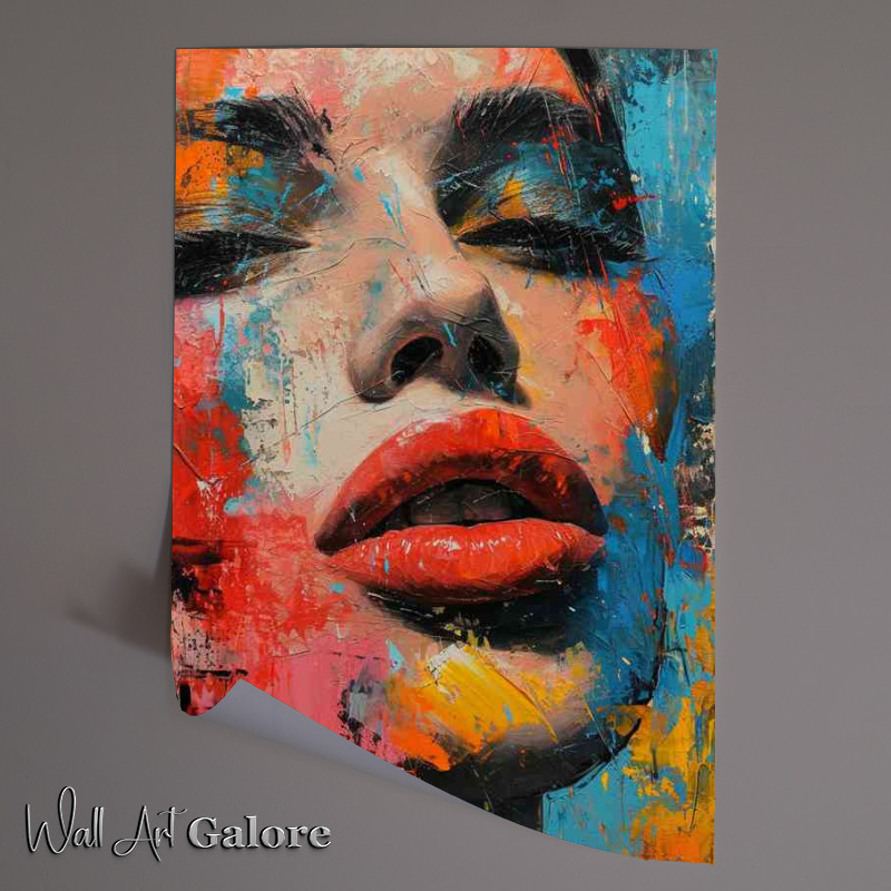 Buy Unframed Poster : (ladys street art face with splashes of paint)
