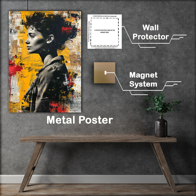 Buy Metal Poster : (woman surrounded by paper art)