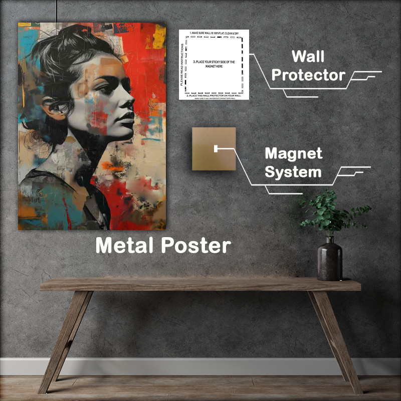Buy Metal Poster : (womans face street art style)