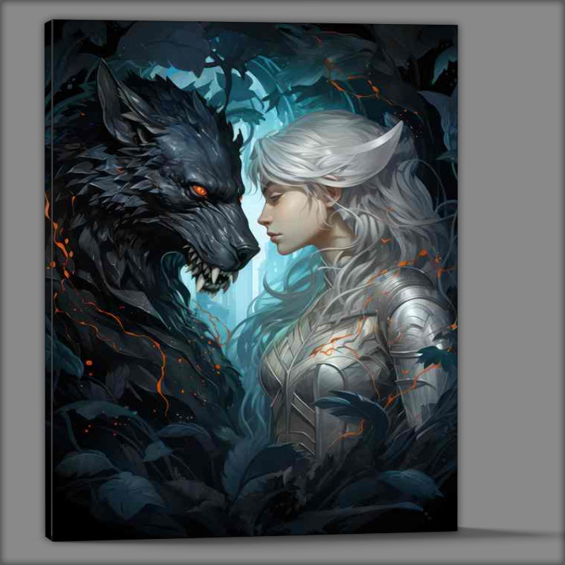 Buy Canvas : (Two wolfs are in love with each other)