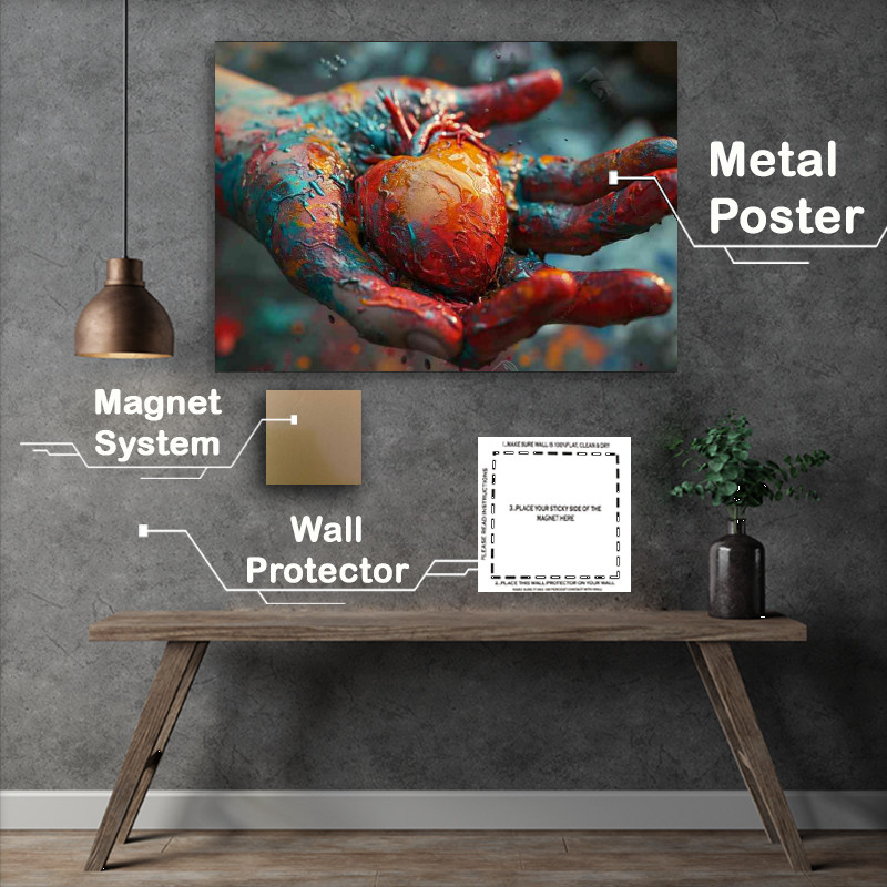 Buy Metal Poster : (A heart in your hand clolourful)