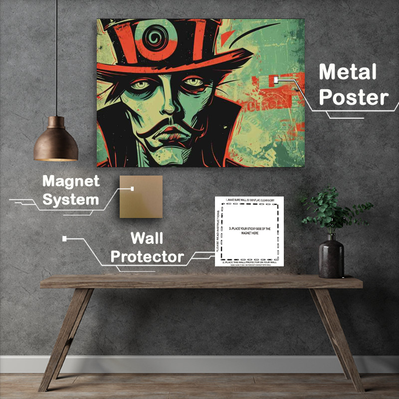 Buy Metal Poster : (A man wearing a top hat street art)