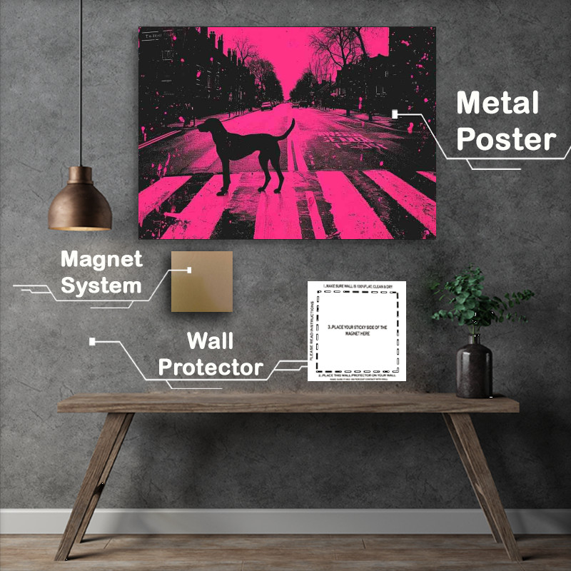 Buy Metal Poster : (Abby road dog walking)