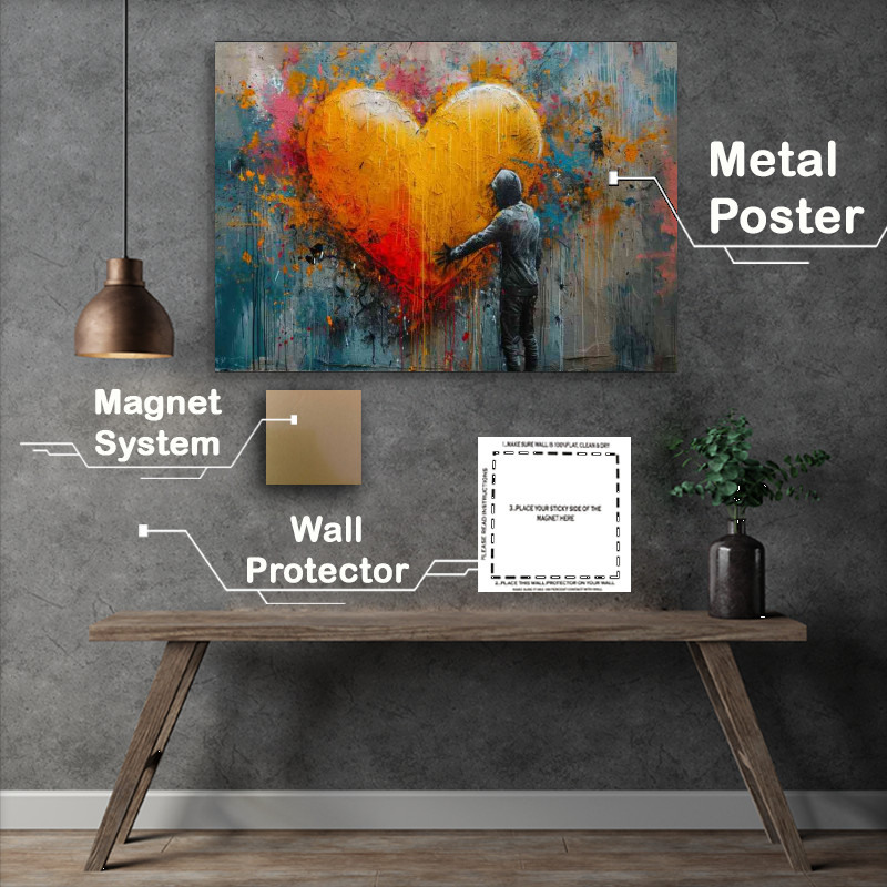 Buy Metal Poster : (Banksy inspired sharing street love)