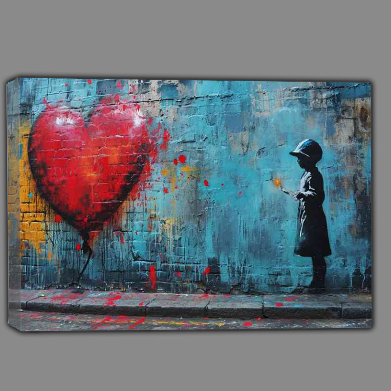 Buy Canvas : (Banksy style graffiti heart felt wall)