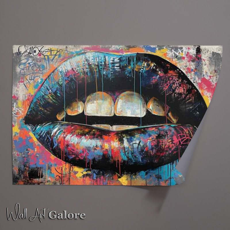 Buy Unframed Poster : (Big colorful painting of a mouth painted with graffiti)