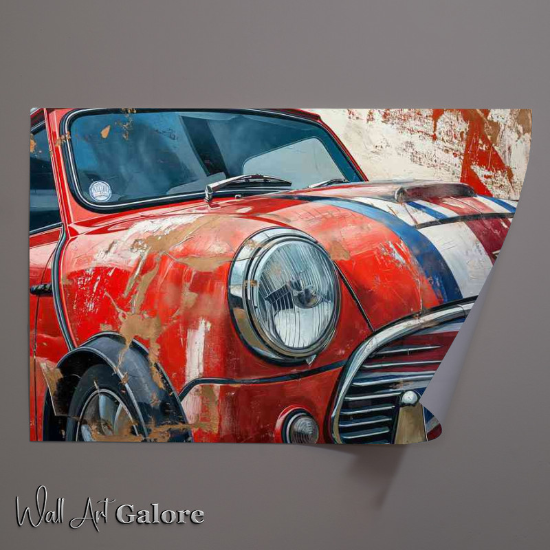 Buy Unframed Poster : (British flag painting of a mini cooper)