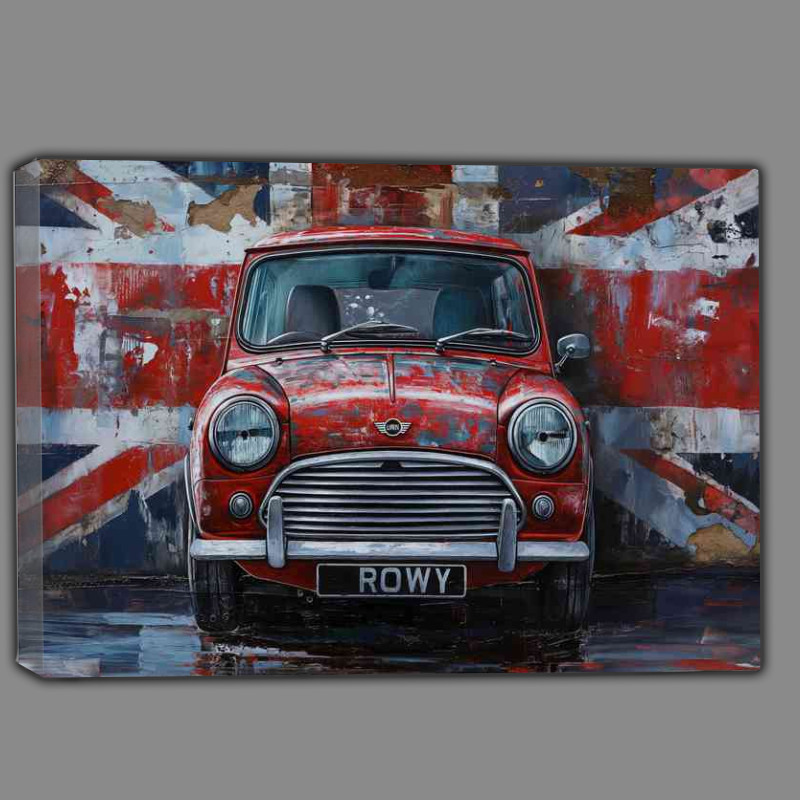 Buy Canvas : (British flag painting of a mini cooper art)