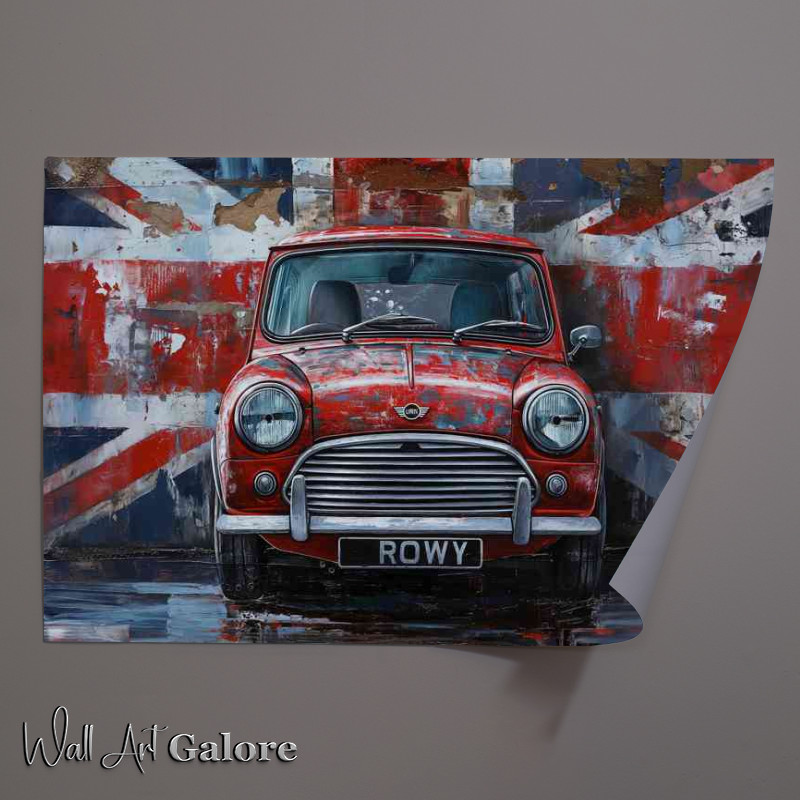 Buy Unframed Poster : (British flag painting of a mini cooper art)