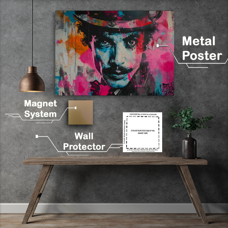 Buy Metal Poster : (Charlie chaplin and spalsh art)