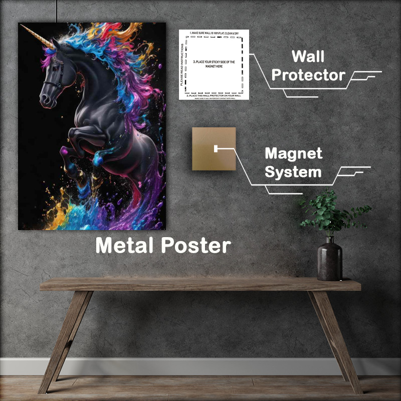 Buy Metal Poster : (Unicorn magical colours with a hint of splash art)