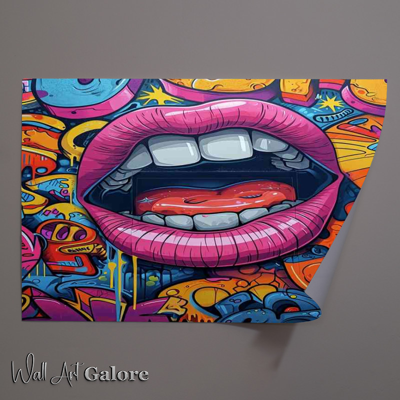 Buy Unframed Poster : (Colourful lips painted with graffiti)
