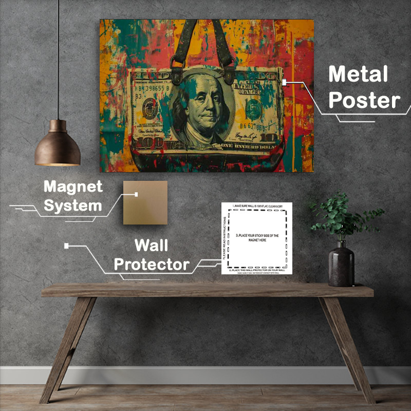Buy Metal Poster : (Dollar bill hand bag street art)