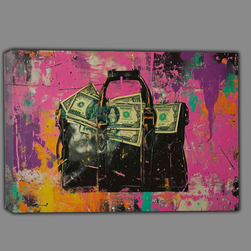 Buy Canvas : (Dollar bills in a bag street art)