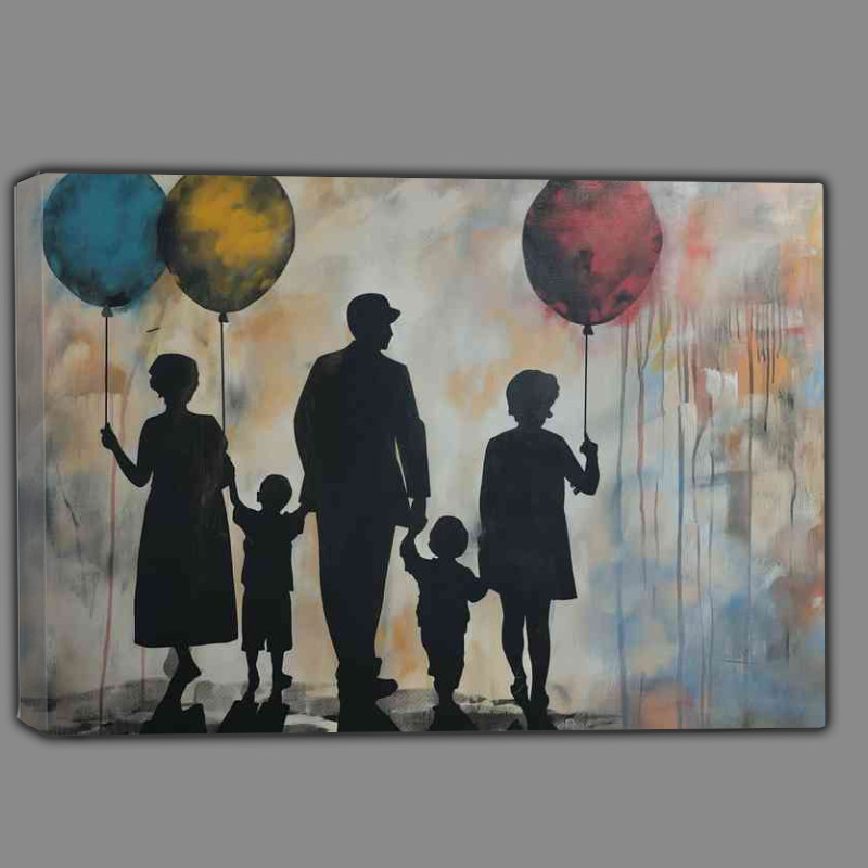 Buy Canvas : (Family holding onto there baloons)