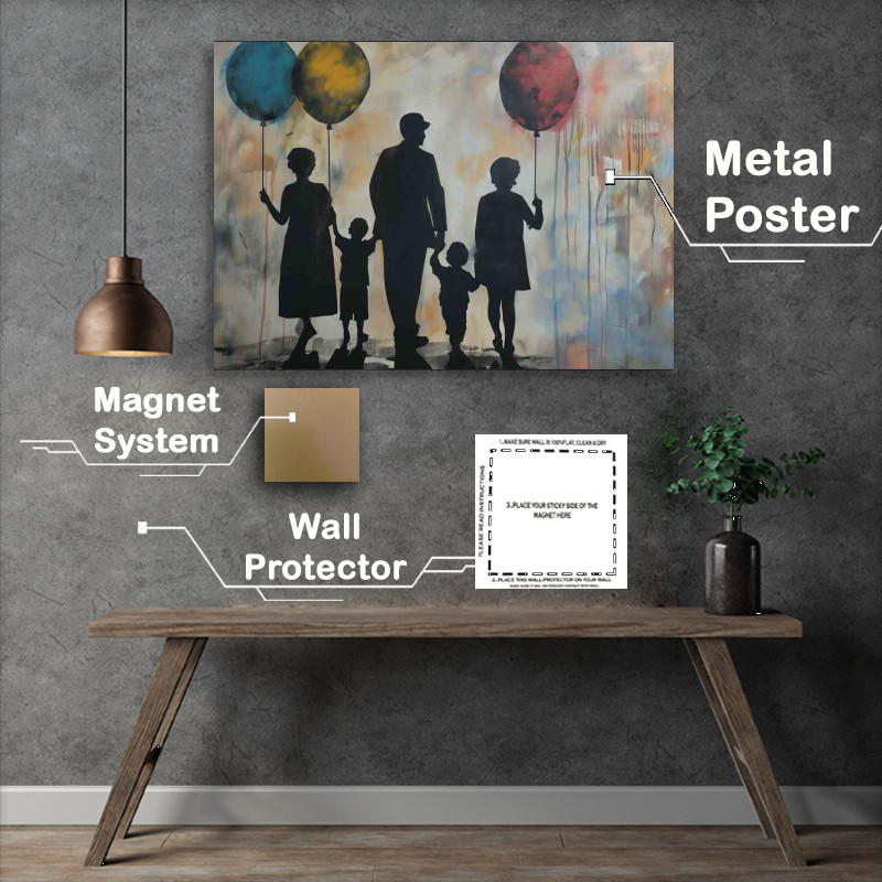 Buy Metal Poster : (Family holding onto there baloons)