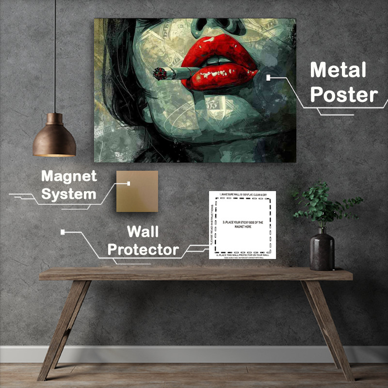 Buy Metal Poster : (Girl with the red lips)