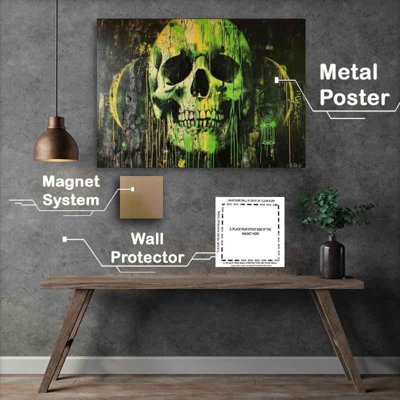 Buy Metal Poster : (Green skull graffiti wall art)
