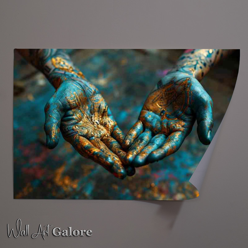 Buy Unframed Poster : (Hands with some colorful designs)