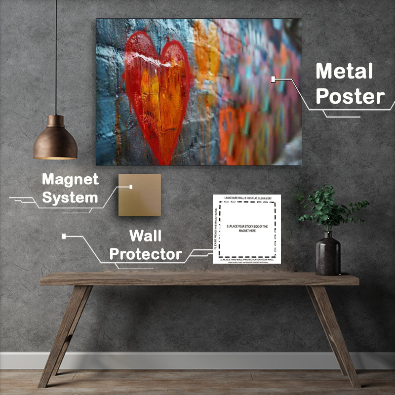 Buy Metal Poster : (Its all about the love heart wall graffiti)