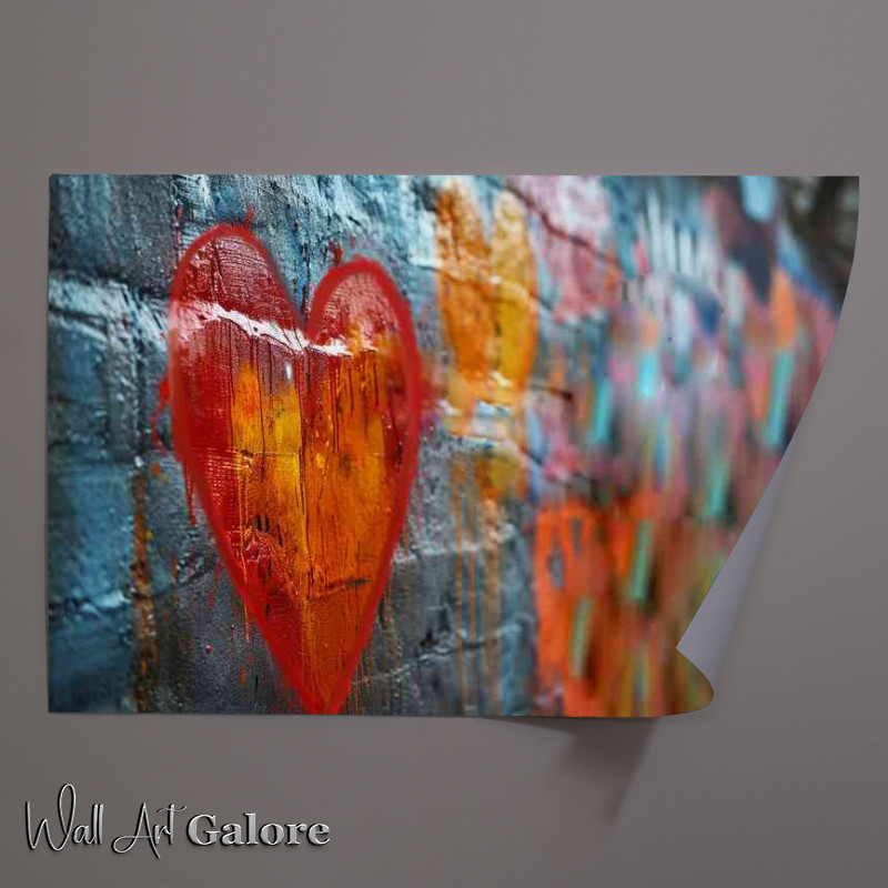 Buy Unframed Poster : (Its all about the love heart wall graffiti)