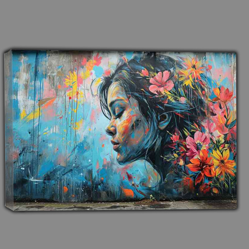 Buy Canvas : (Lady and the flower art graffiti wall)