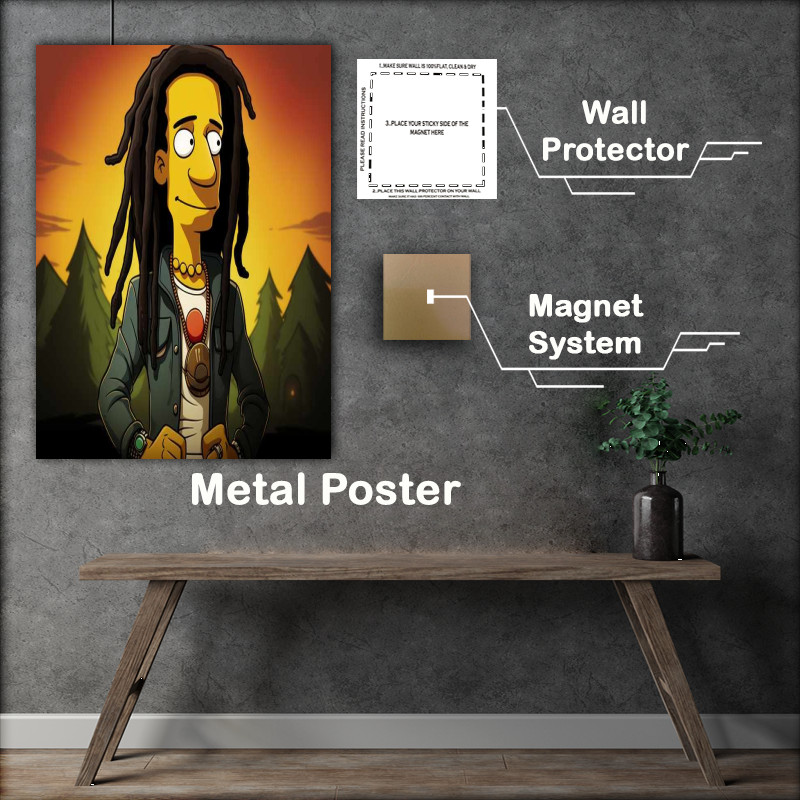 Buy Metal Poster : (Bob Marley cartoon style)