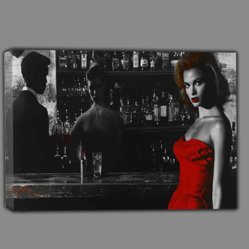 Buy Canvas : (Lady in red having cocktails)