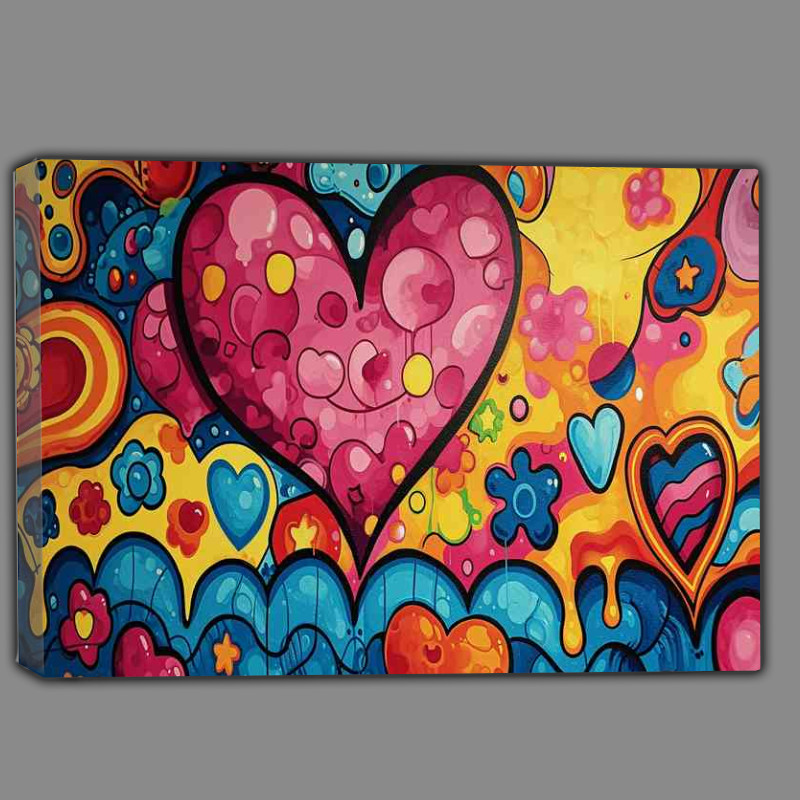 Buy Canvas : (Love hearts is all we need graffitti)