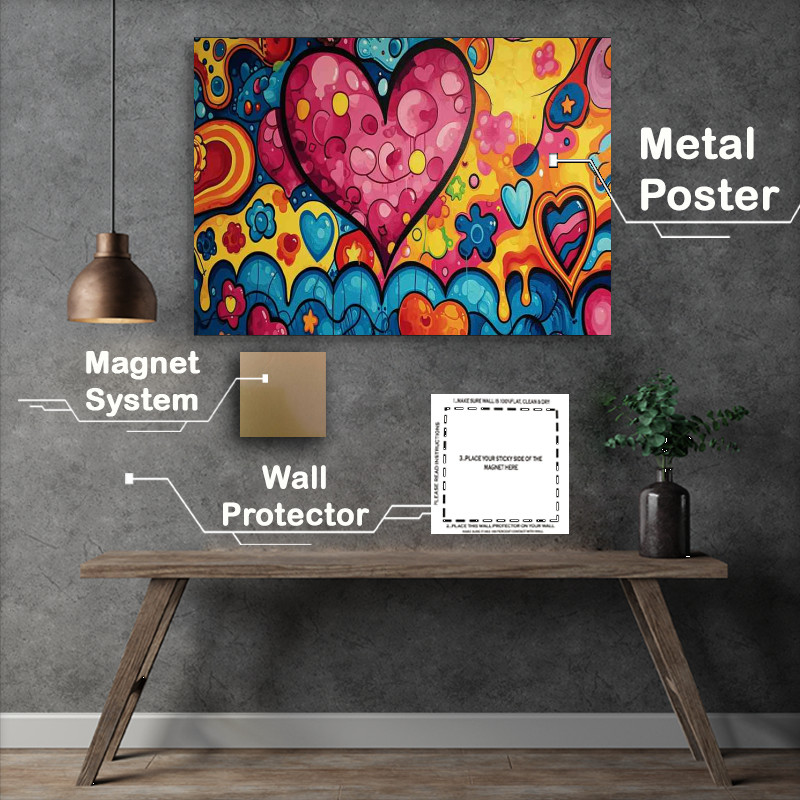 Buy Metal Poster : (Love hearts is all we need graffitti)