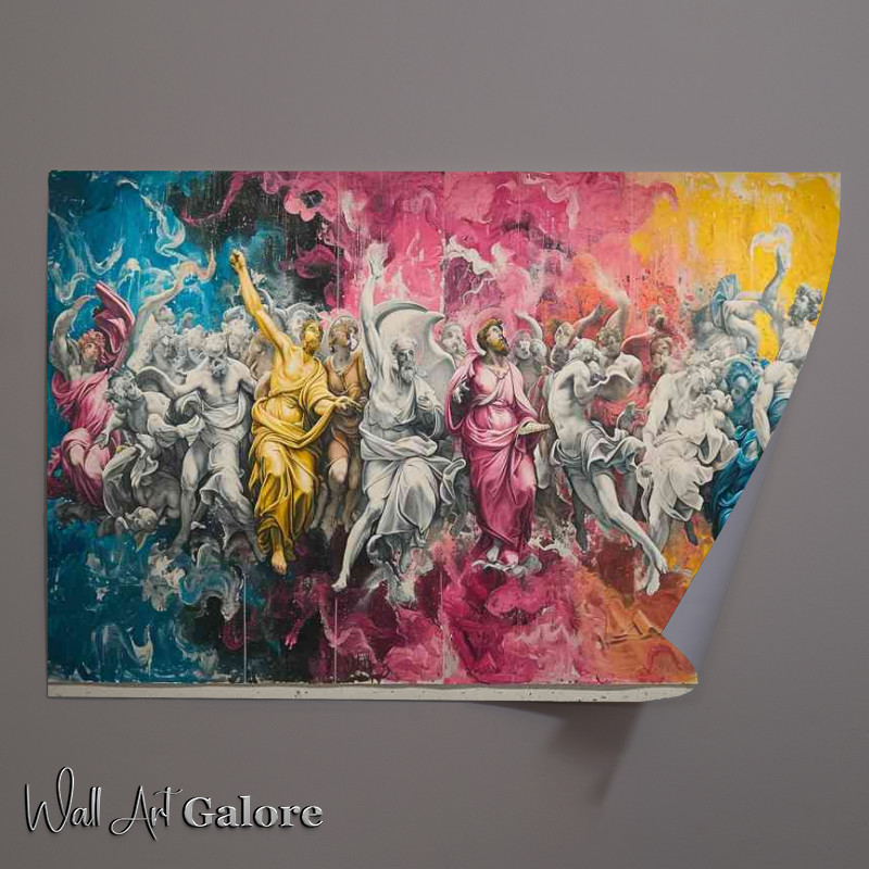 Buy Unframed Poster : (Montage of different images on a graffiti wall)