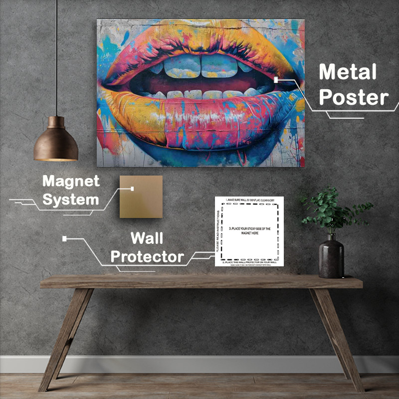 Buy Metal Poster : (Mural painting of a colorful graffiti mouth)