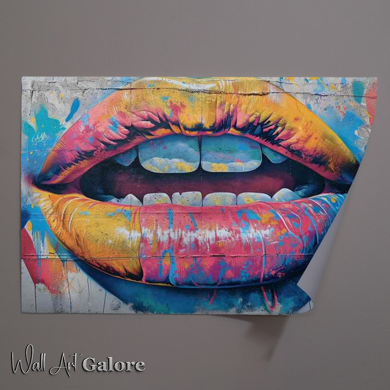 Buy Unframed Poster : (Mural painting of a colorful graffiti mouth)
