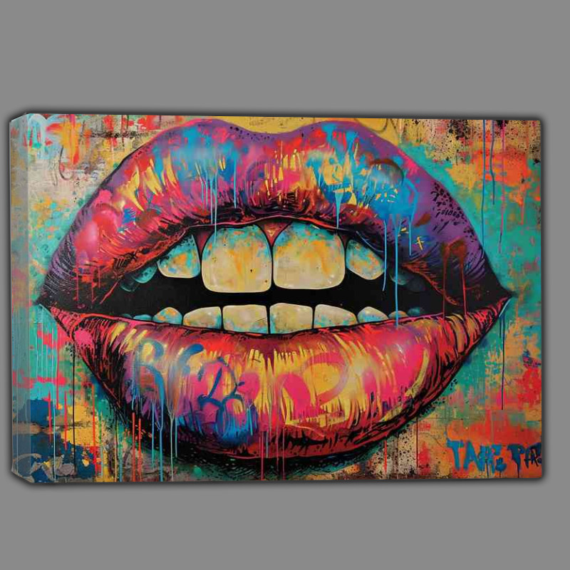 Buy Canvas : (Painting of a mouth painted with graffiti)