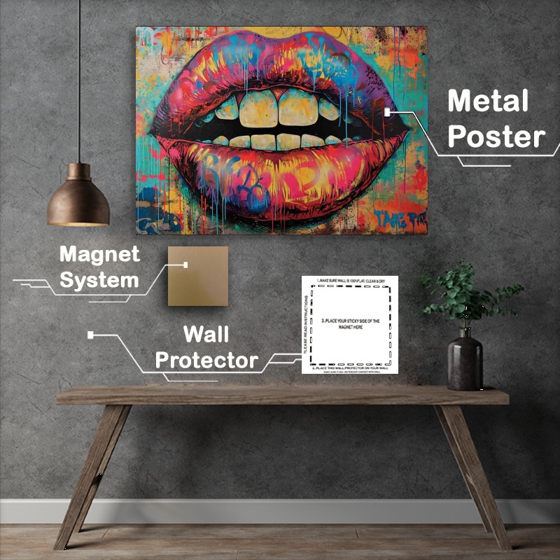 Buy Metal Poster : (Painting of a mouth painted with graffiti)
