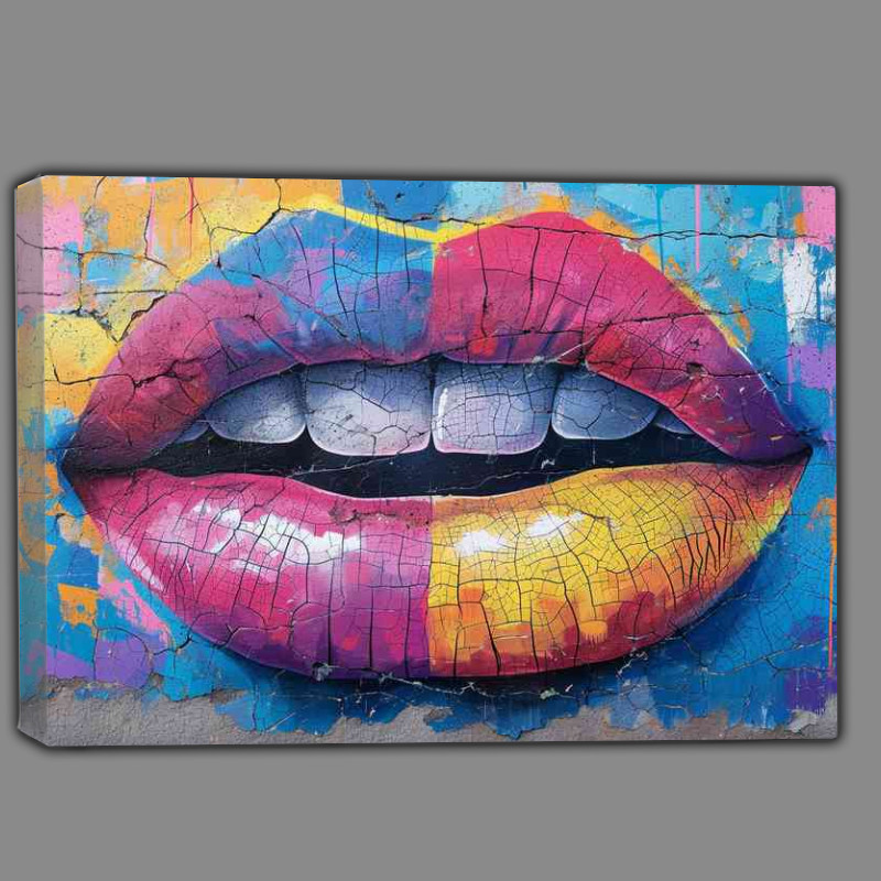 Buy Canvas : (Painting style lips of colourful wall)