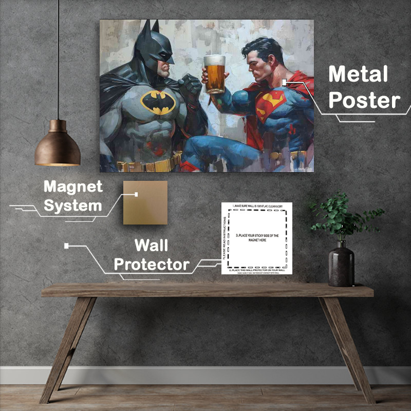 Buy Metal Poster : (Super heros havin a beer)