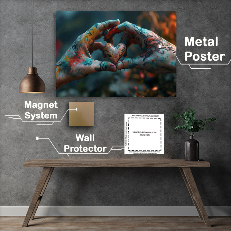 Buy Metal Poster : (Tattooed love hands)