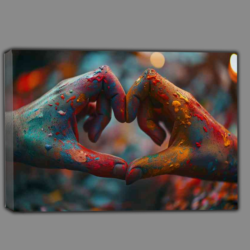 Buy Canvas : (Two people in a colorful heart hand)