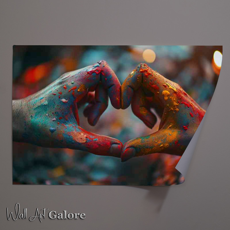 Buy Unframed Poster : (Two people in a colorful heart hand)
