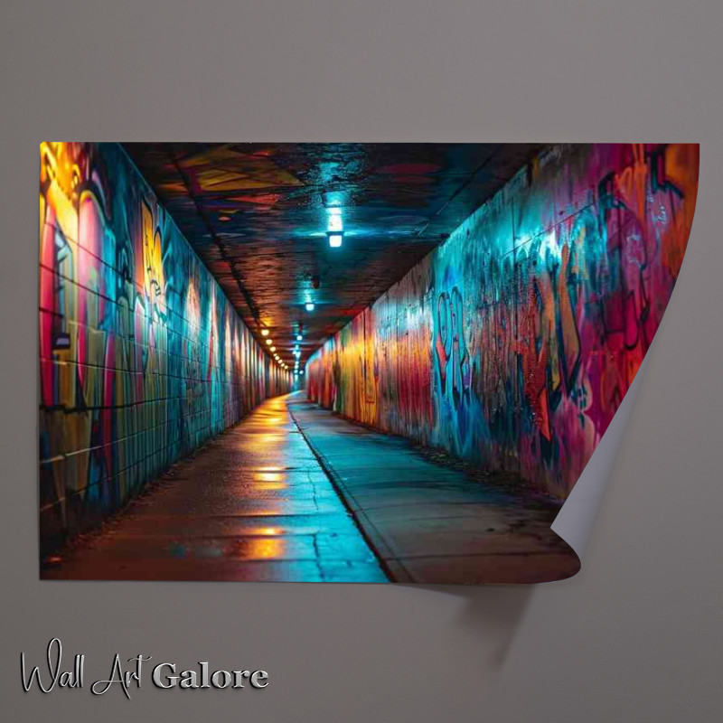 Buy Unframed Poster : (Underground urban street art with lighting)
