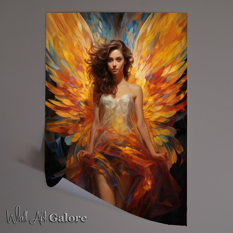 Buy Unframed Poster : (Woman has the wings of an angel with amazing coloured wings)