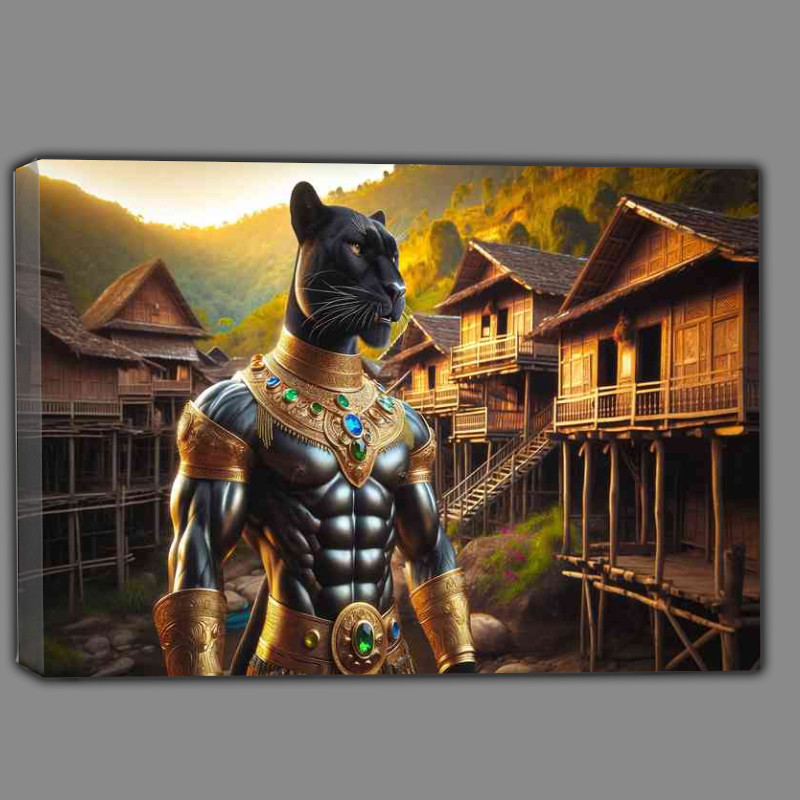 Buy Canvas : (Panther warrior stands majestically)
