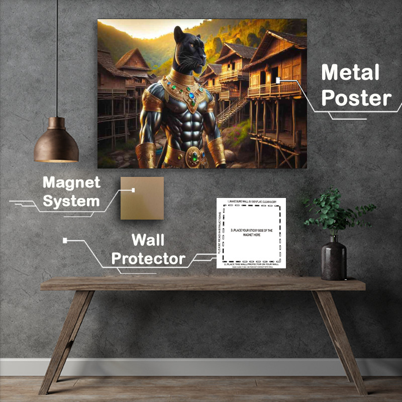 Buy Metal Poster : (Panther warrior stands majestically)