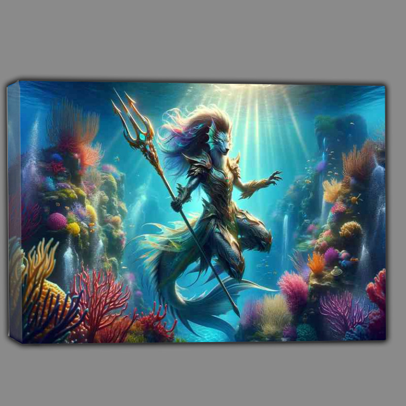 Buy Canvas : (Warrior animal sleek and powerful mermaid warrior)