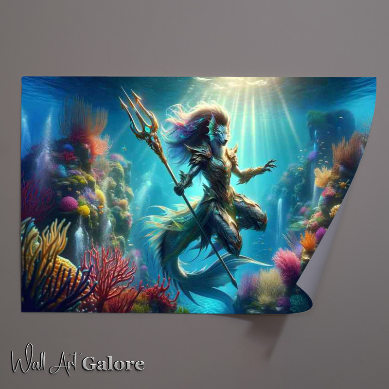 Buy Unframed Poster : (Warrior animal sleek and powerful mermaid warrior)