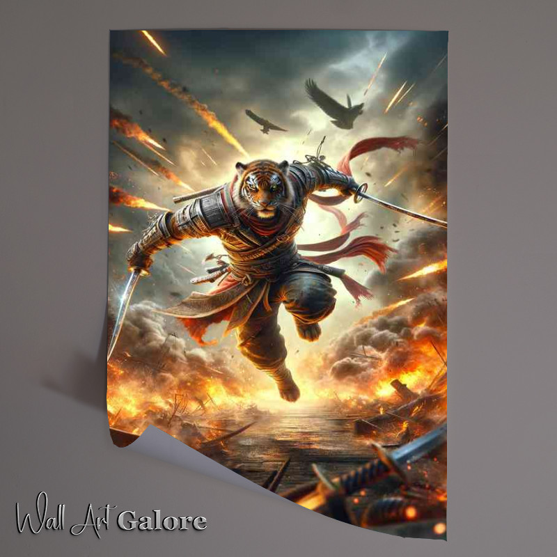 Buy Unframed Poster : (A dynamic action Envision a powerful tiger)