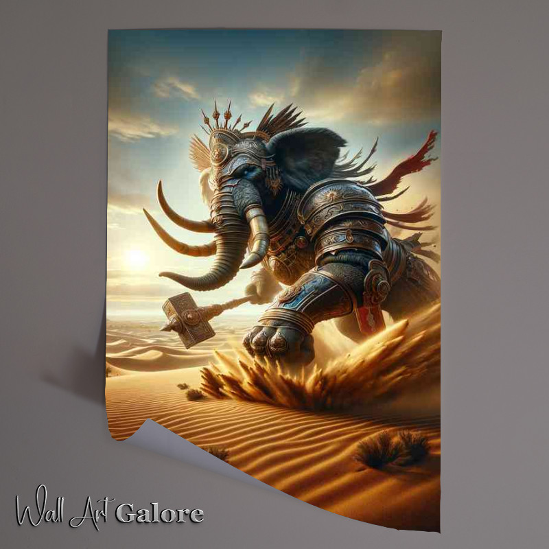Buy Unframed Poster : (An intense action scene mighty elephant going to battle)